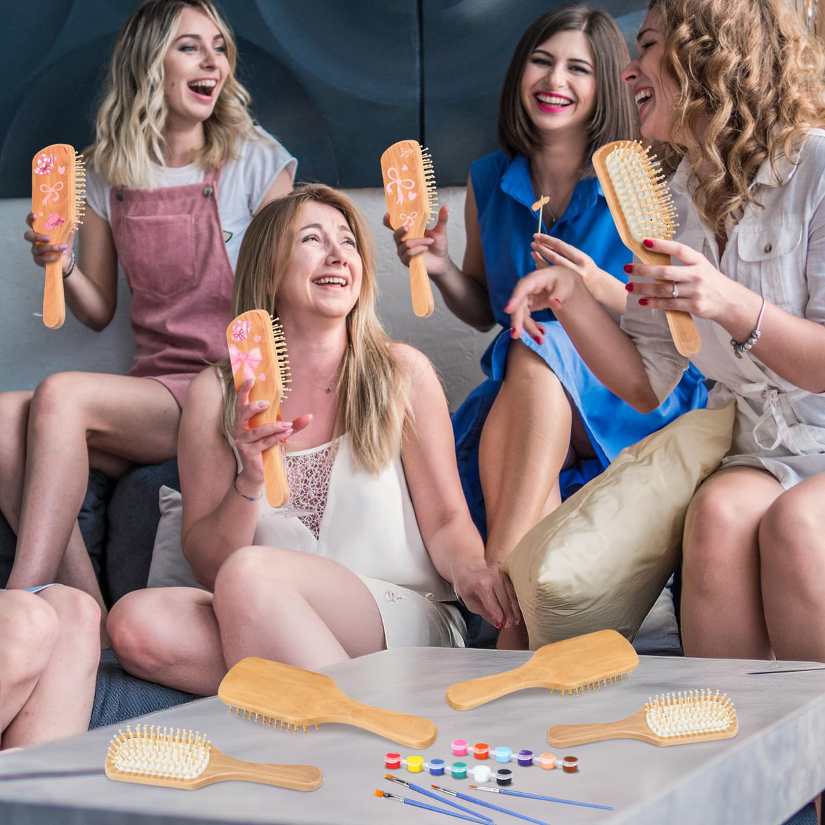 Wooden hairbrush ready for hand-painted Meanplan design