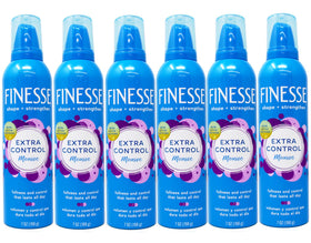 MECDY Finesse Extra Control Mousse bottle pour for precise application and lasting hold.