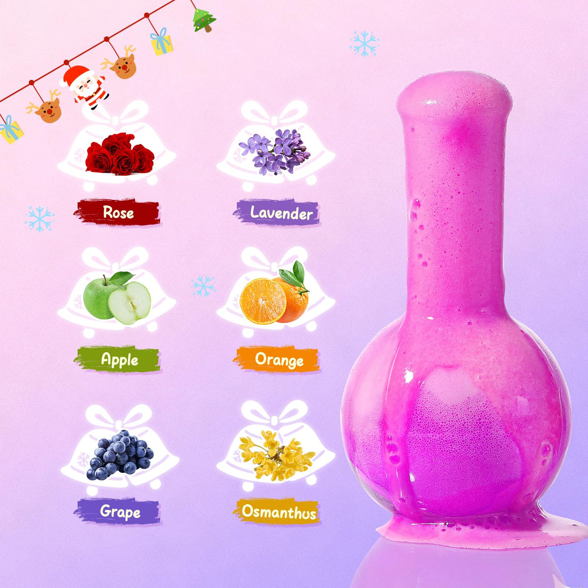 MeCids color potions pour into water creating vibrant bubbles and scents