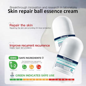 Mecncat roller massage application close-up highlights soothing, quick-absorbing action.