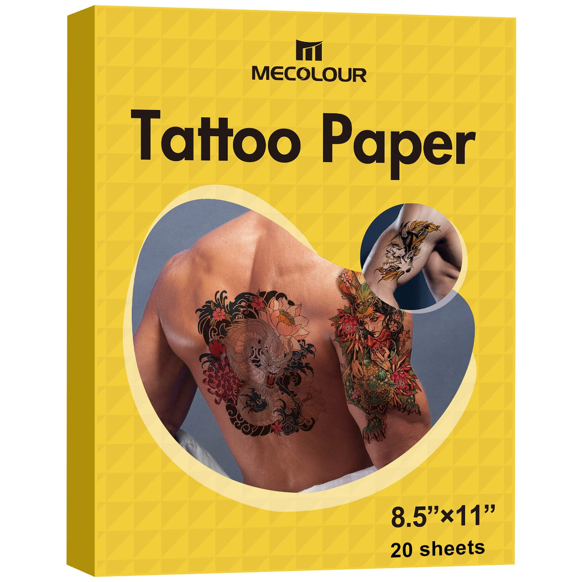 MECOLOUR printable tattoo paper with gloss-side transfer delivers vibrant skin images.