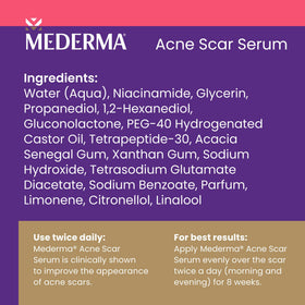 Dropper delivering serum onto acne scar area.
