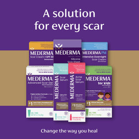 Mederma Acne Scar Serum bottle shown with skincare routine.