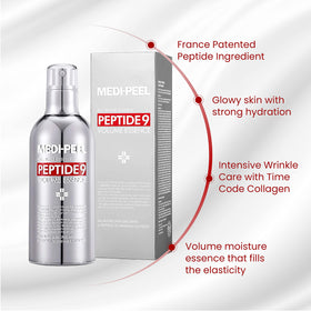 MEDI-PEEL Peptide 9 Volume Essence texture close-up captures bubble foam awakening formula