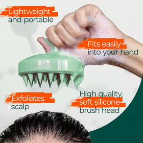 Medicasp scalp massager in use for exfoliating dead skin.