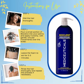 Bioclenz shampoo label detail emphasizes gentle formula for all