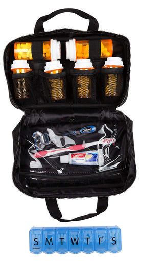 MEDICINE RX SAFE bottle holder in compact travel pouch