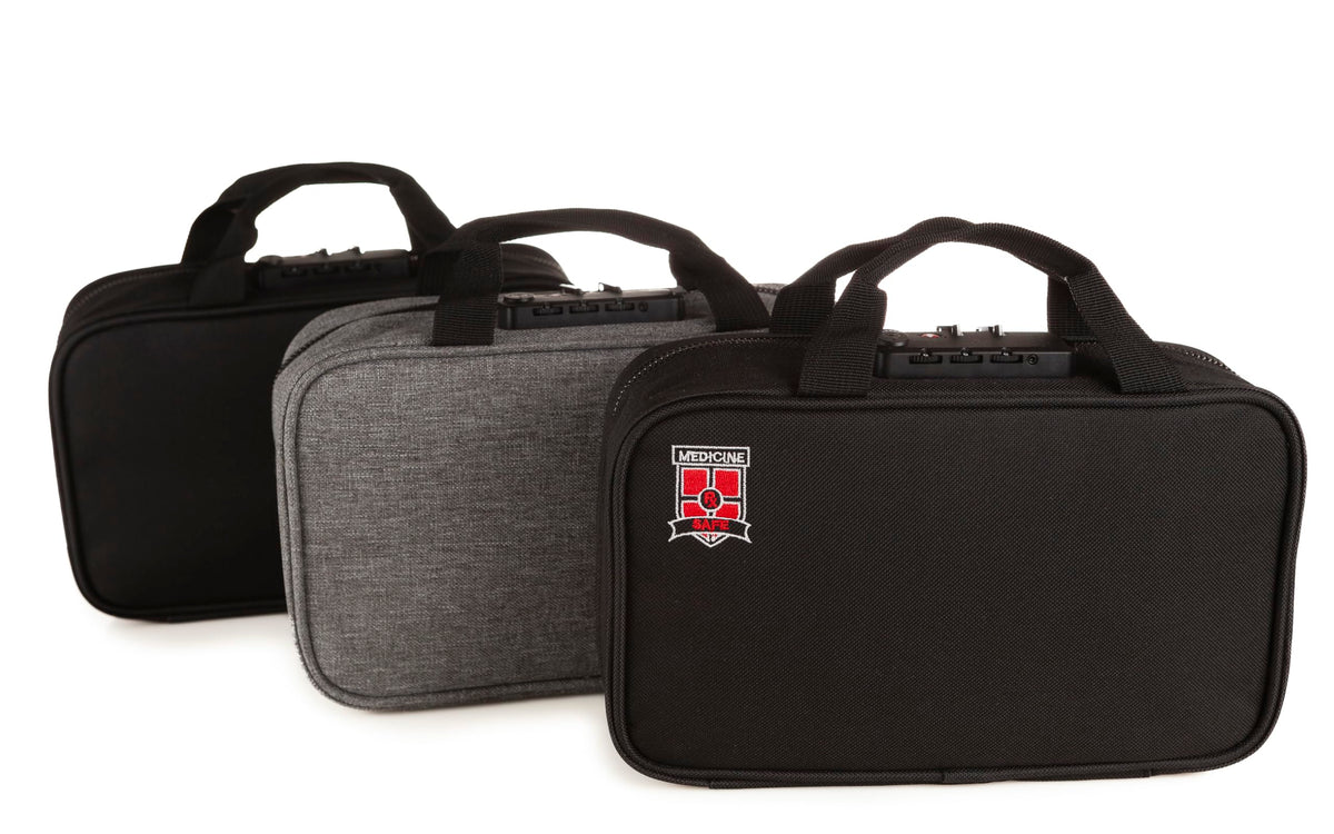 MEDICINE RX SAFE lock close-up shows TSA compatibility