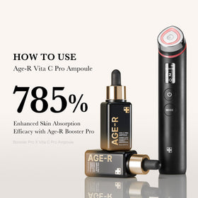 Medicube Age-R Vita C Pro Ampoule on skin demonstrates even tone and refreshed appearance.