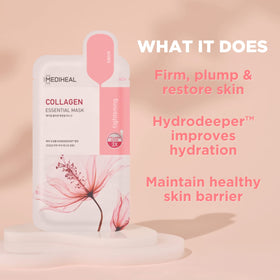 Close-up of Mediheal collagen sheet texture, suggesting comfortable wear and effective hydration