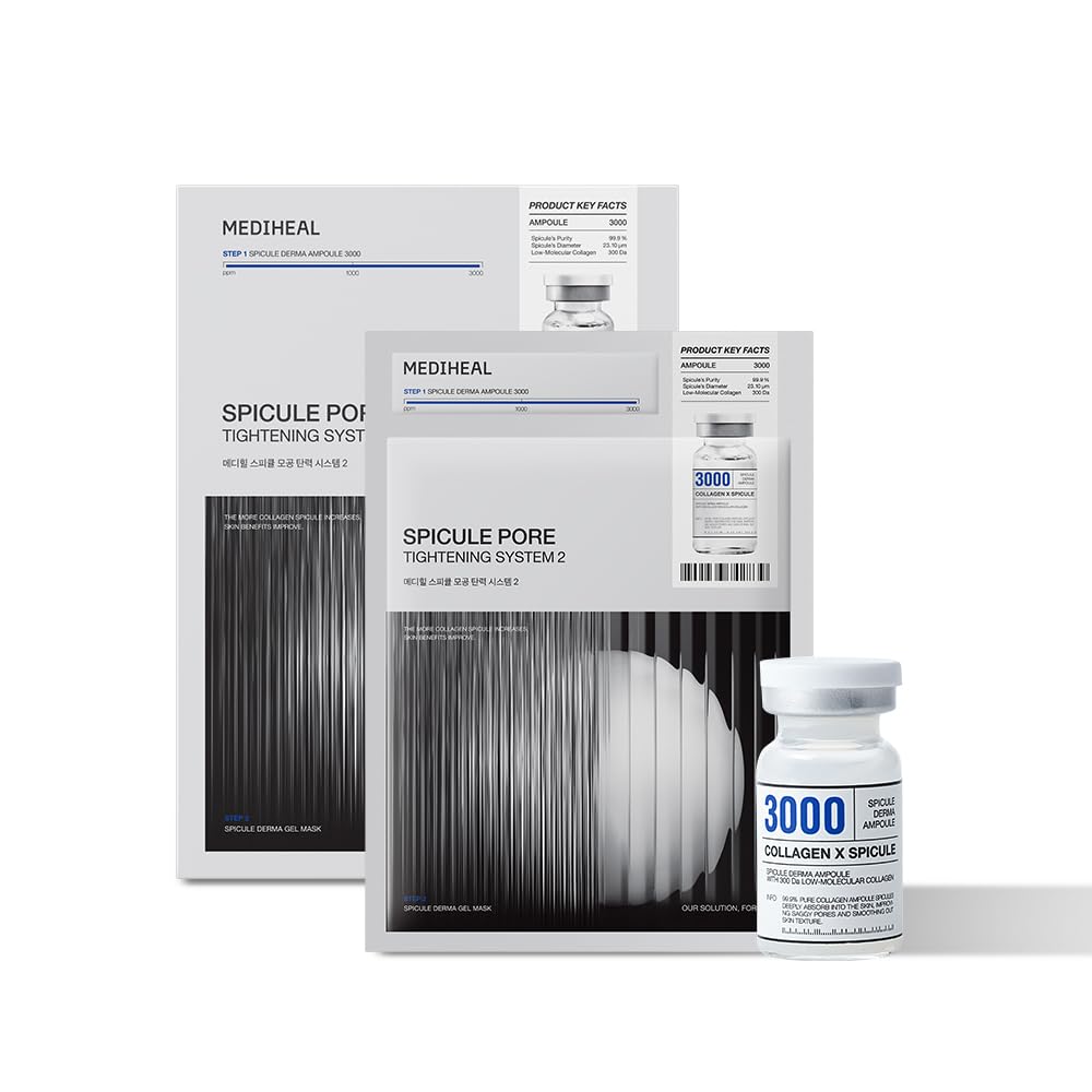 Mediheal Collagen Spicule Ampoule close-up shows pore care potential.