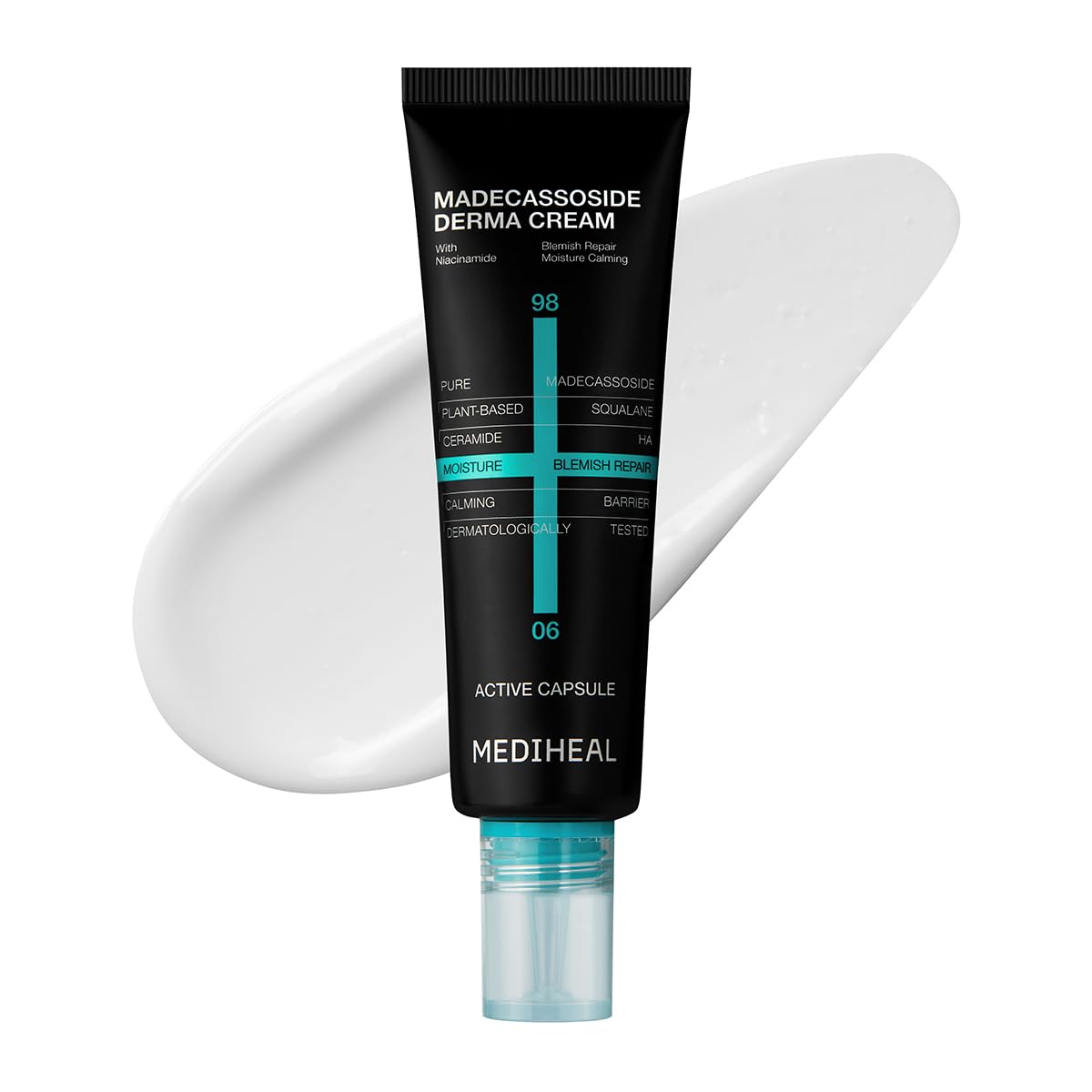 Mediheal Derma Cream Madecassoside bottle showcases soothing formula for calmer, clearer skin.