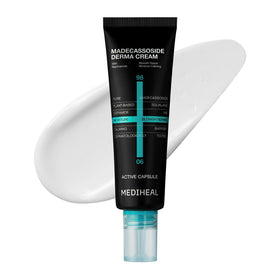 Mediheal Derma Cream Madecassoside bottle showcases soothing formula for calmer, clearer skin.