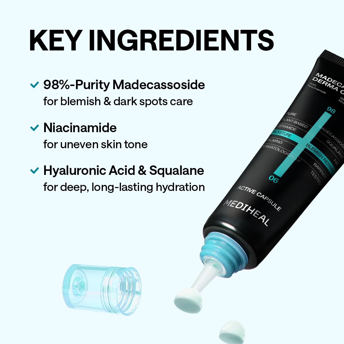 Mediheal Derma Cream Madecassoside ceramide barrier care highlights moisture retention.