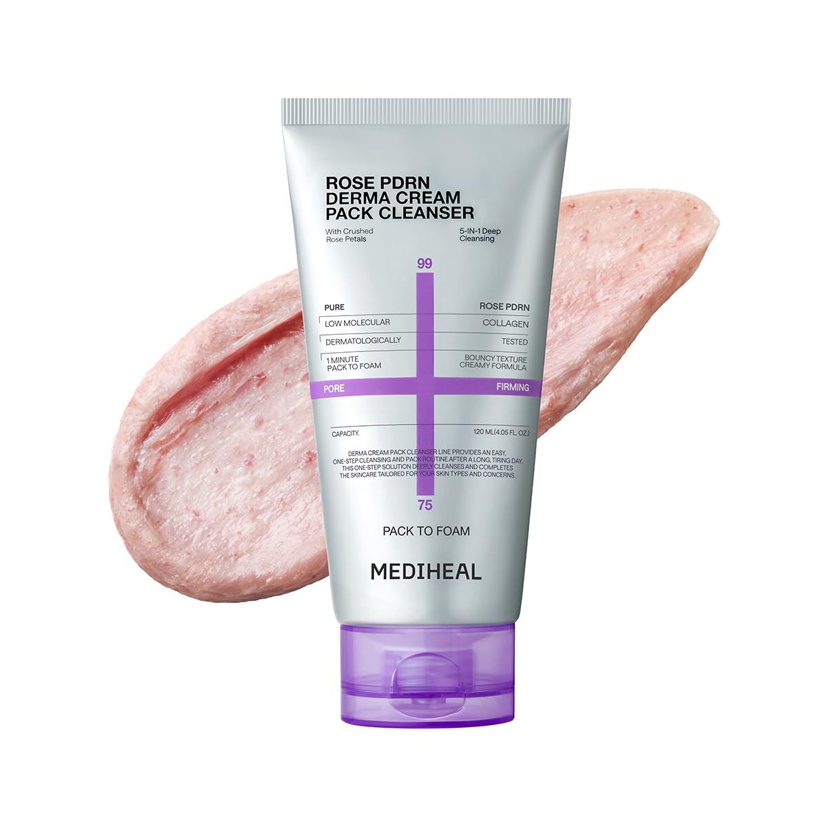 Mediheal Derma Rose PDRN Cream Pack cleanser with foam texture for gentle cleansing.