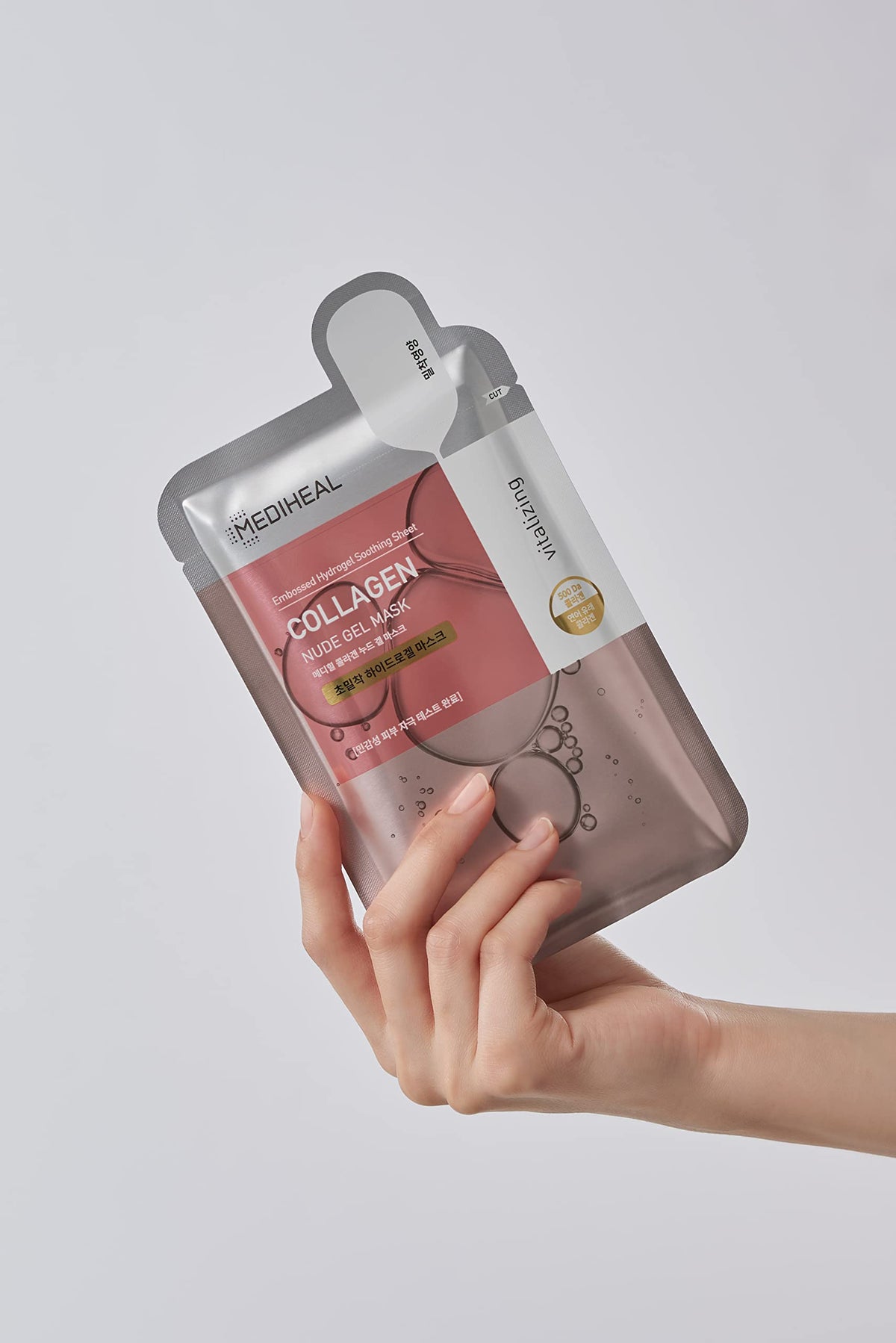 Mediheal Firming Nude Gel Mask embossed sheet adheres closely for deep moisturization