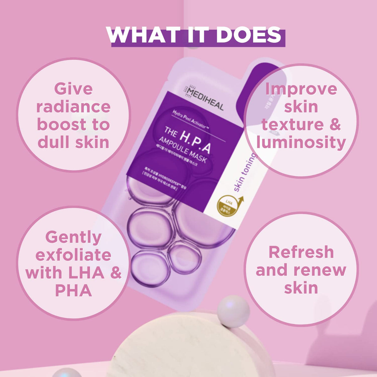 Mediheal HPA Ampoule Mask essence saturation shown on skin surface