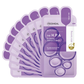 Mediheal HPA Ampoule Mask packaging closeup with FSC packaging promotes sustainability