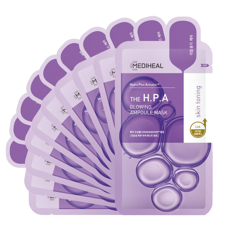 Mediheal HPA Ampoule Mask packaging closeup with FSC packaging promotes sustainability