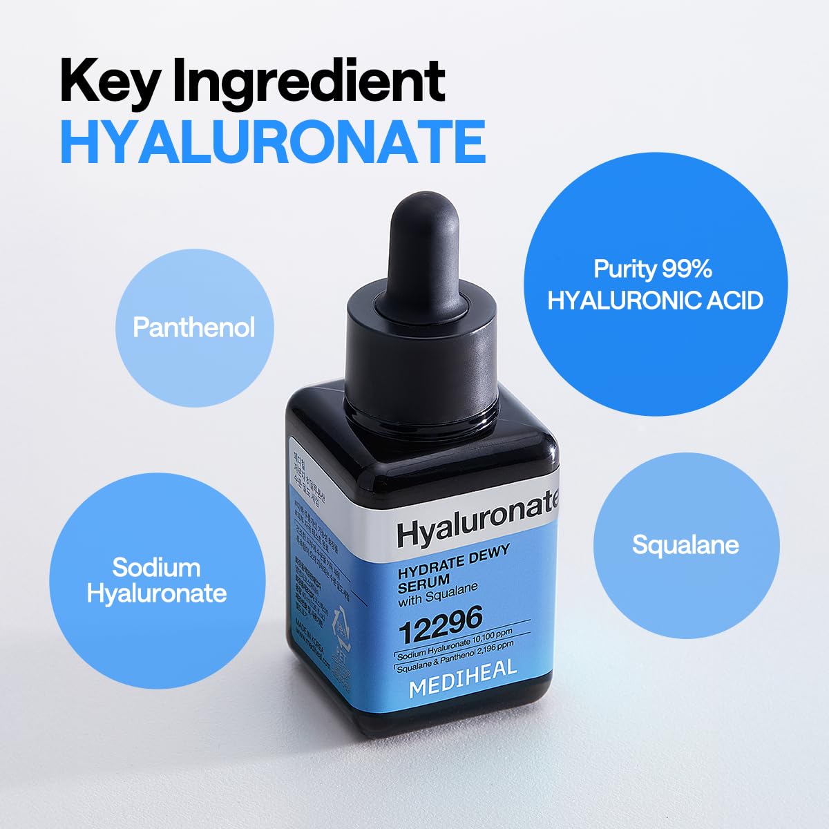 Mediheal Hyaluronate Hydrate Serum ingredients emphasize hyaluronic acid benefits.