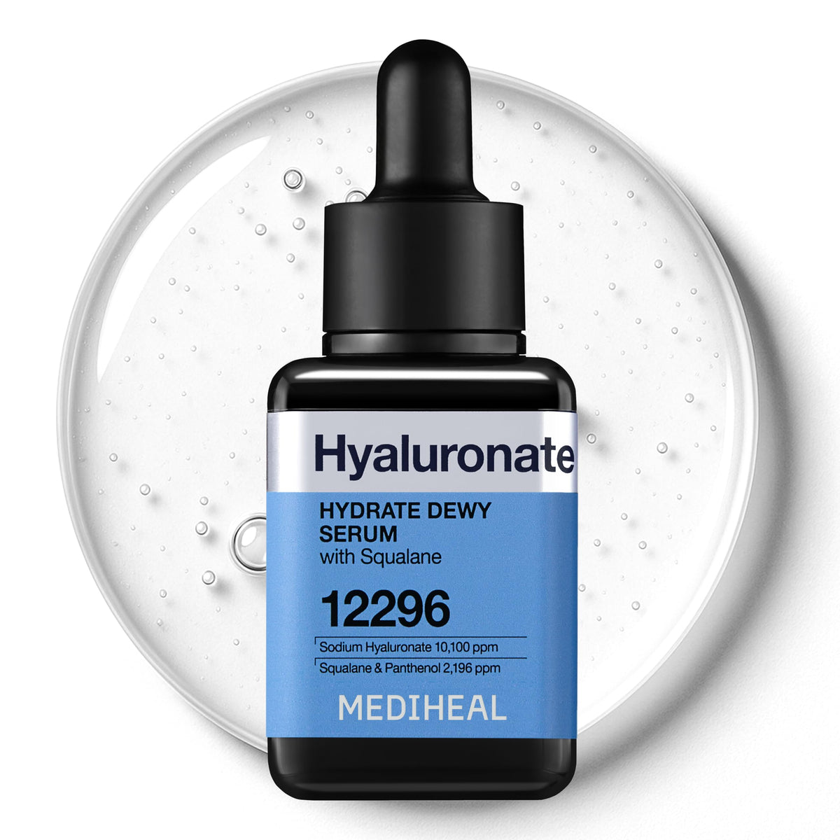 Mediheal Hyaluronate Hydrate Serum packaging highlights premium bottle design for hydration.
