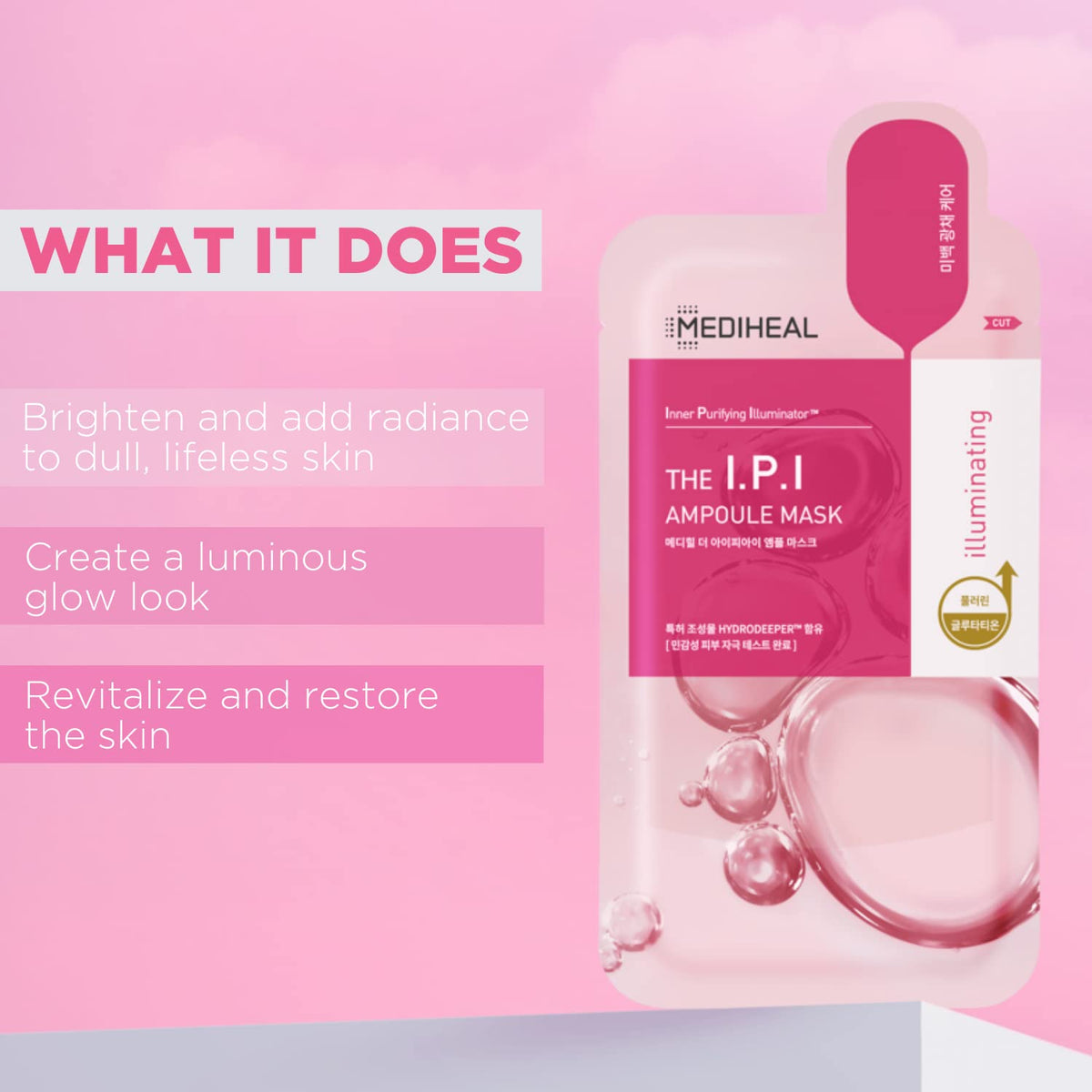 Mediheal IPI Ampoule Hydrogel Sheet adheres snugly for deep absorption.
