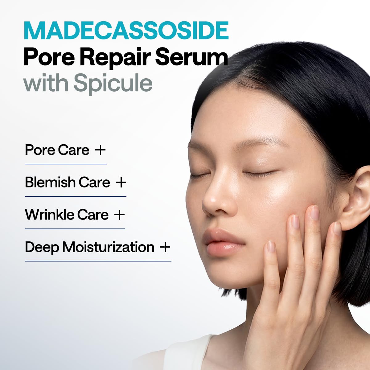 Mediheal Madecassoside serum being patted on skin for moisture.