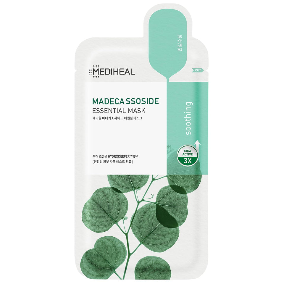 Mediheal Madecassoside sheet mask pack provides soothing hydration for sensitive skin.