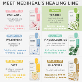 Mediheal Tea Tree Mask vegan-certified seal indicating plant-based formulation benefits.