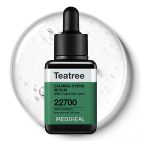 Mediheal Teatree Calming Serum bottle cap close-up for precise calming application