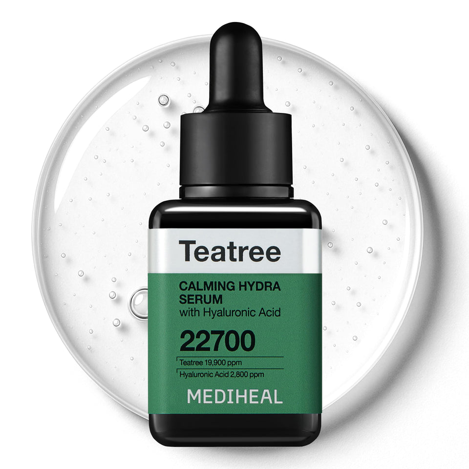 Mediheal Teatree Calming Serum bottle cap close-up for precise calming application
