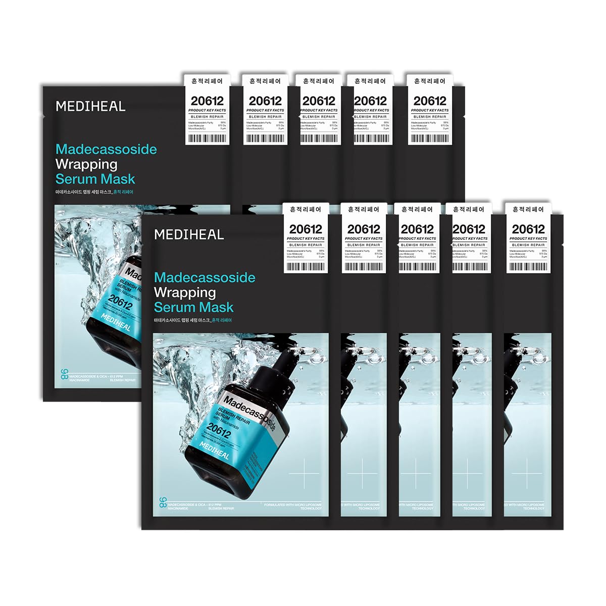 Mediheal Wrapping Serum Mask Madecassoside packaging showcases premium formulation for calm skin.
