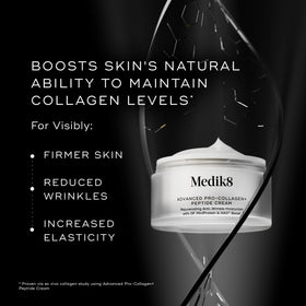 Medik8 Advanced Pro Collagen Peptide Cream texture closeup highlighting creamy consistency for dry skin