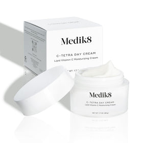 Medik8 C-Tetra Day Cream jar packaging conveys premium skincare.