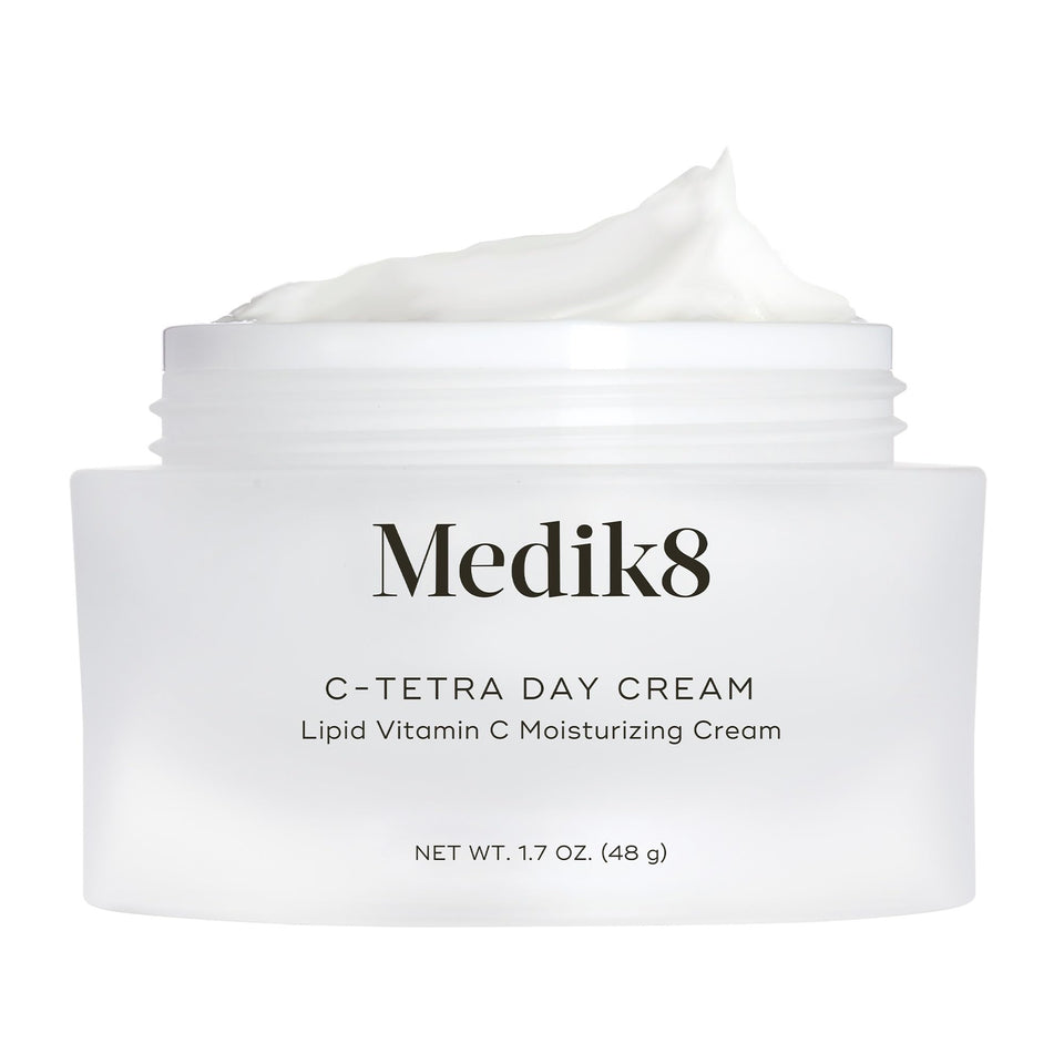 Medik8 C-Tetra Day Cream tube closeup for hydration and protection.