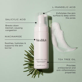 Medik8 Clarifying Foam foaming on hand highlights exfoliation benefits
