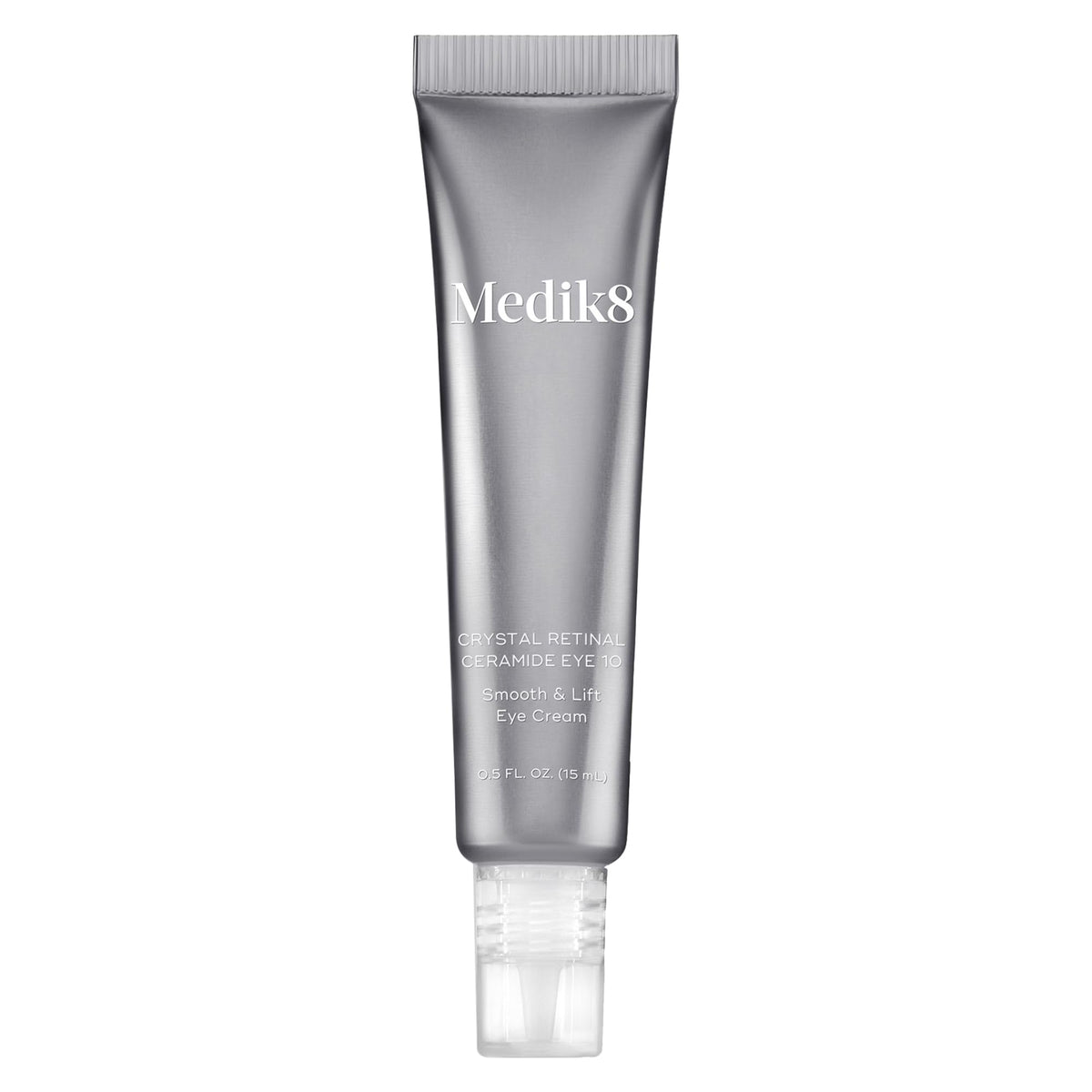Medik8 Crystal Retinal Ceramide Eye 10 jar closeup showing rich cream texture for smoother under-eyes