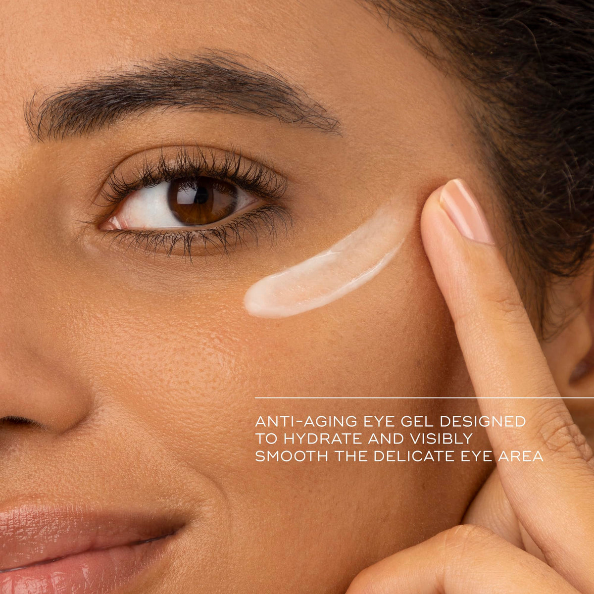 Medik8 Eye Peptides Gel applying under-eye area for a calmer look.