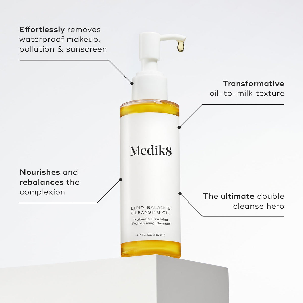 Medik8 Lipid-Balance oil-to-milk emulsion dissolves impurities smoothly.