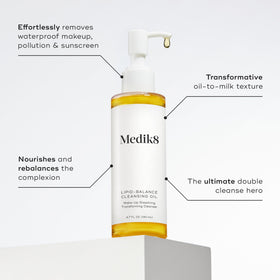 Medik8 Lipid-Balance oil-to-milk emulsion dissolves impurities smoothly.