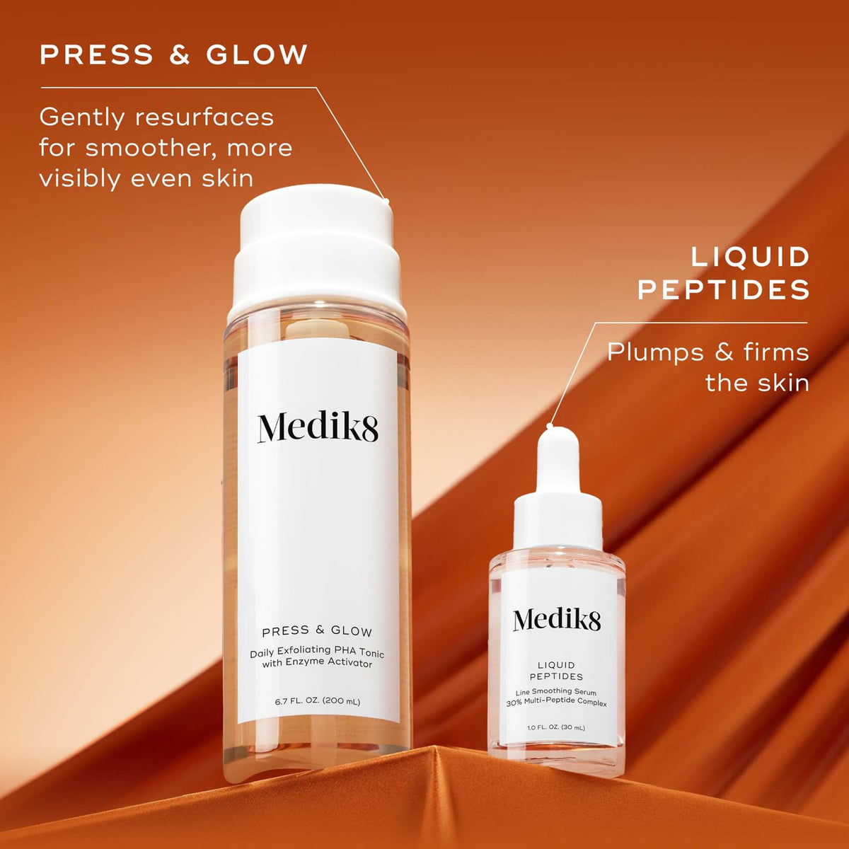 Medik8 Luminous Lift Duo Display shows toner and serum together