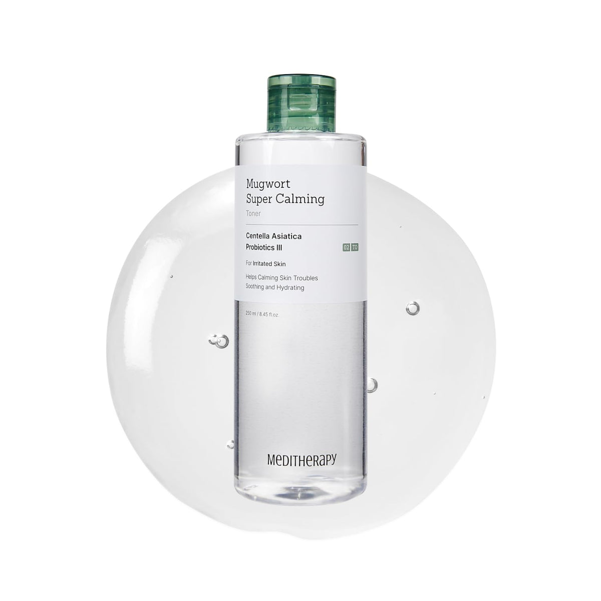 MEDITHERAPY Mugwort Toner bottle delivers soothing hydration for sensitive skin