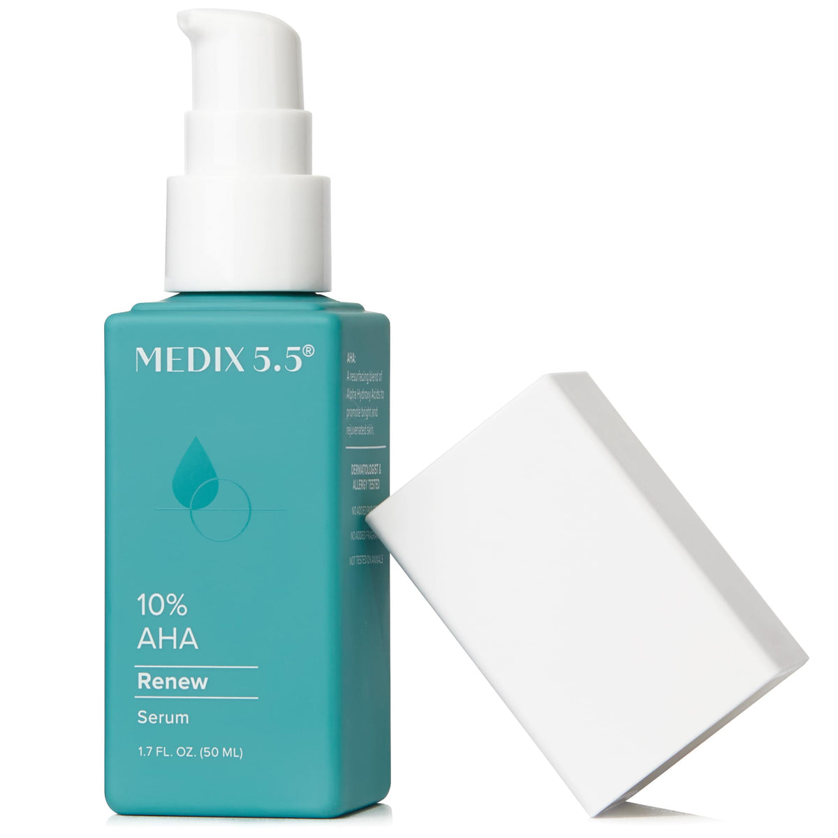 Medix 5.5 10% Glycolic Acid exfoliant bottle improves texture for face and body
