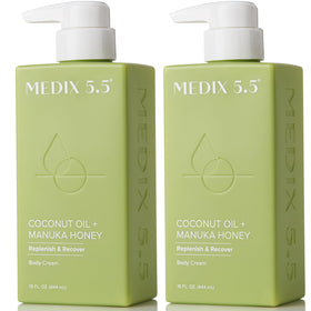 Medix 5.5 Coconut Oil Lotion bottle provides deep hydration for dry skin