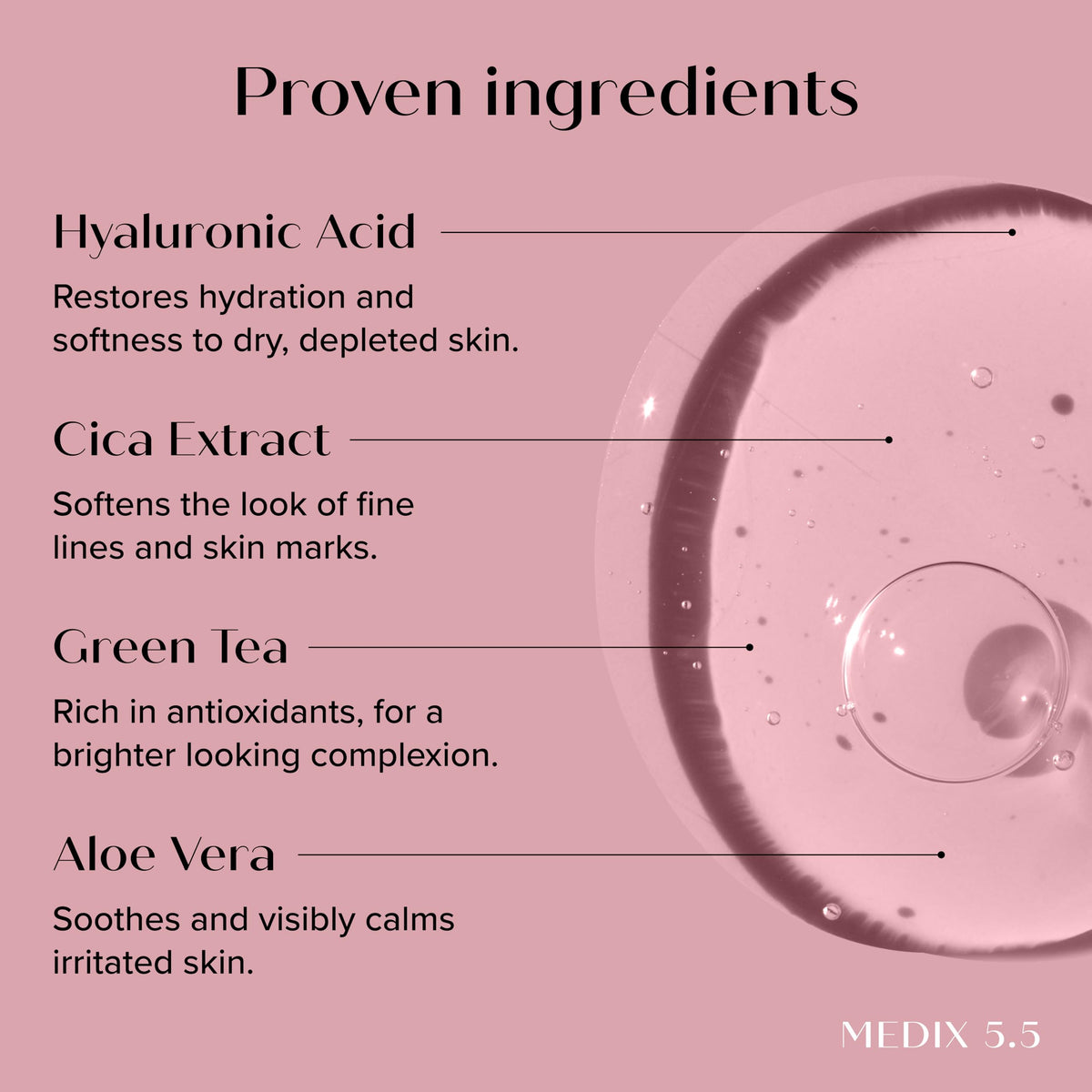 Medix 5.5 Three-piece routine image demonstrates cleanse, treat, hydrate steps