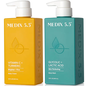 Medix 5.5 exfoliating face wash bottle for refreshed, smoother skin.