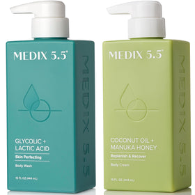 Medix 5.5 exfoliating glycolic acid body wash pump for smoother skin