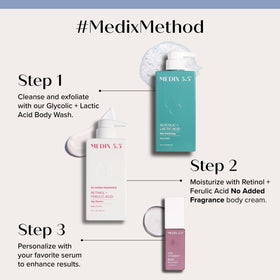 MEDIX 5.5 exfoliating glycolic acid face wash tube for brighter, clearer skin.