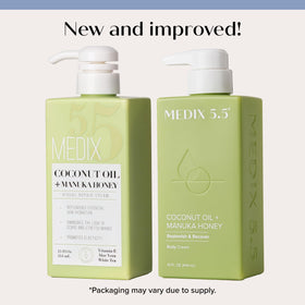 Medix 5.5 infographic highlighting natural ingredients coconut oil honey