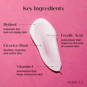 Medix 5.5 retinol body lotion swatch reveals rich moisture.